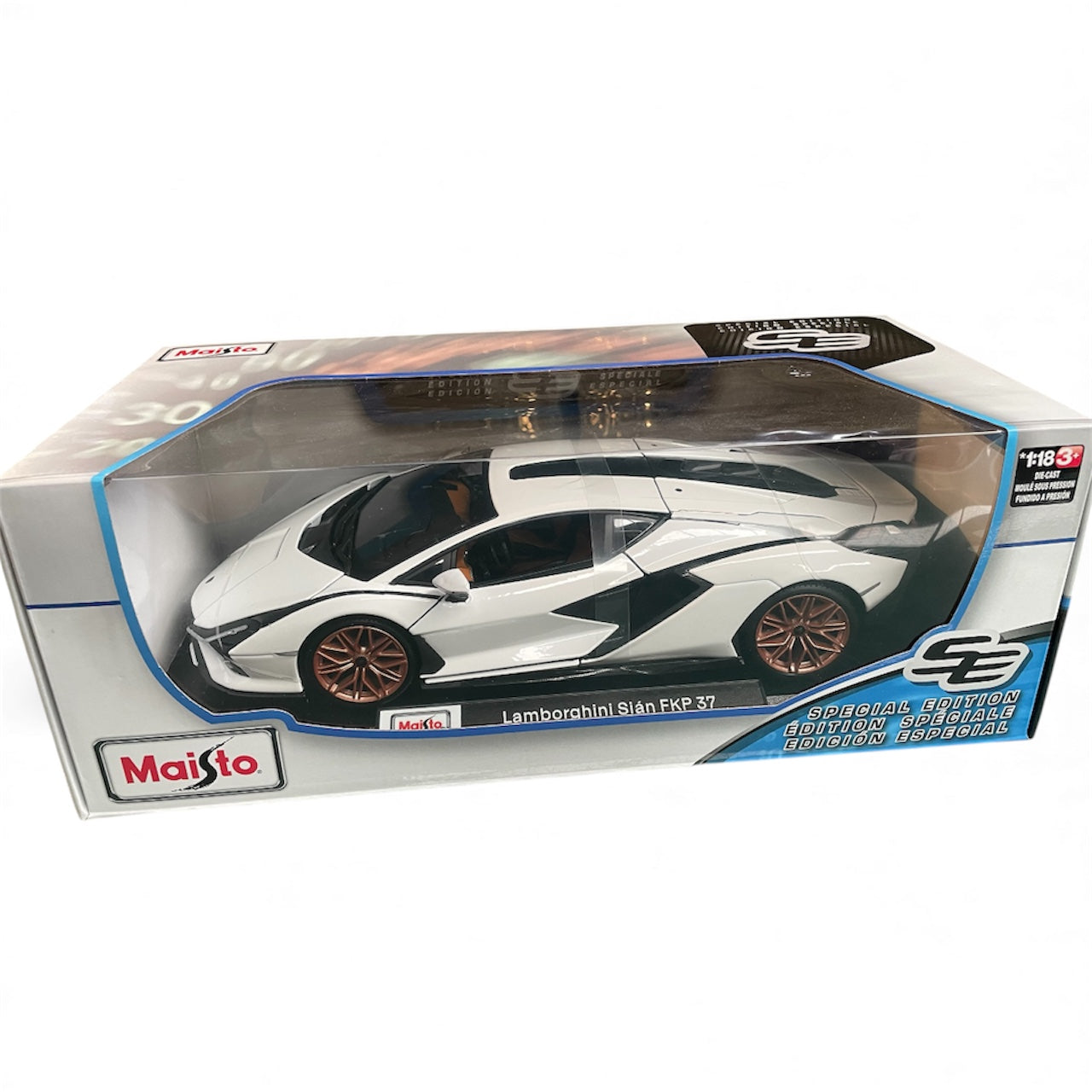 Maisto 1:18 Lamborghini Sian FKP 37 V12 Hybrid White Diecast Model SE Edition