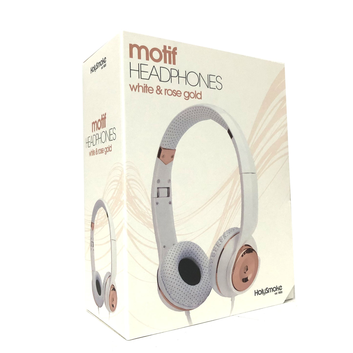 White Rose Gold Holysmoke Motif On Ear Foldable Wired Headphones