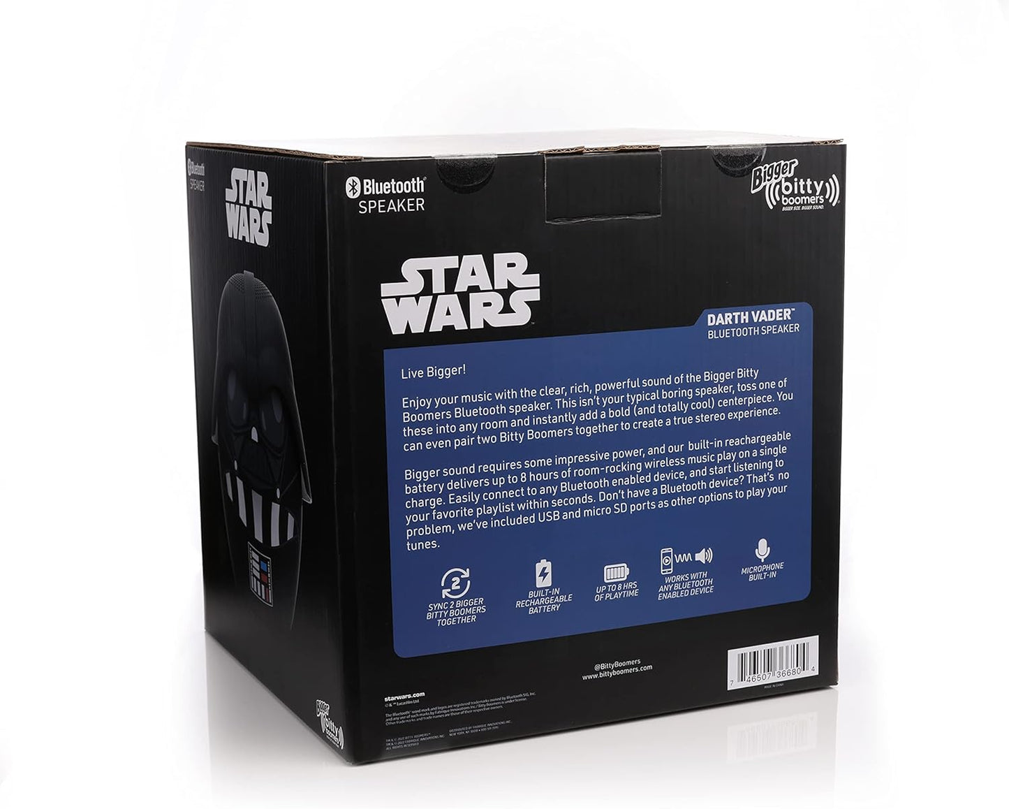 Bigger 8" Bitty Boomers Darth Vader Bluetooth Speaker Star Wars Portable