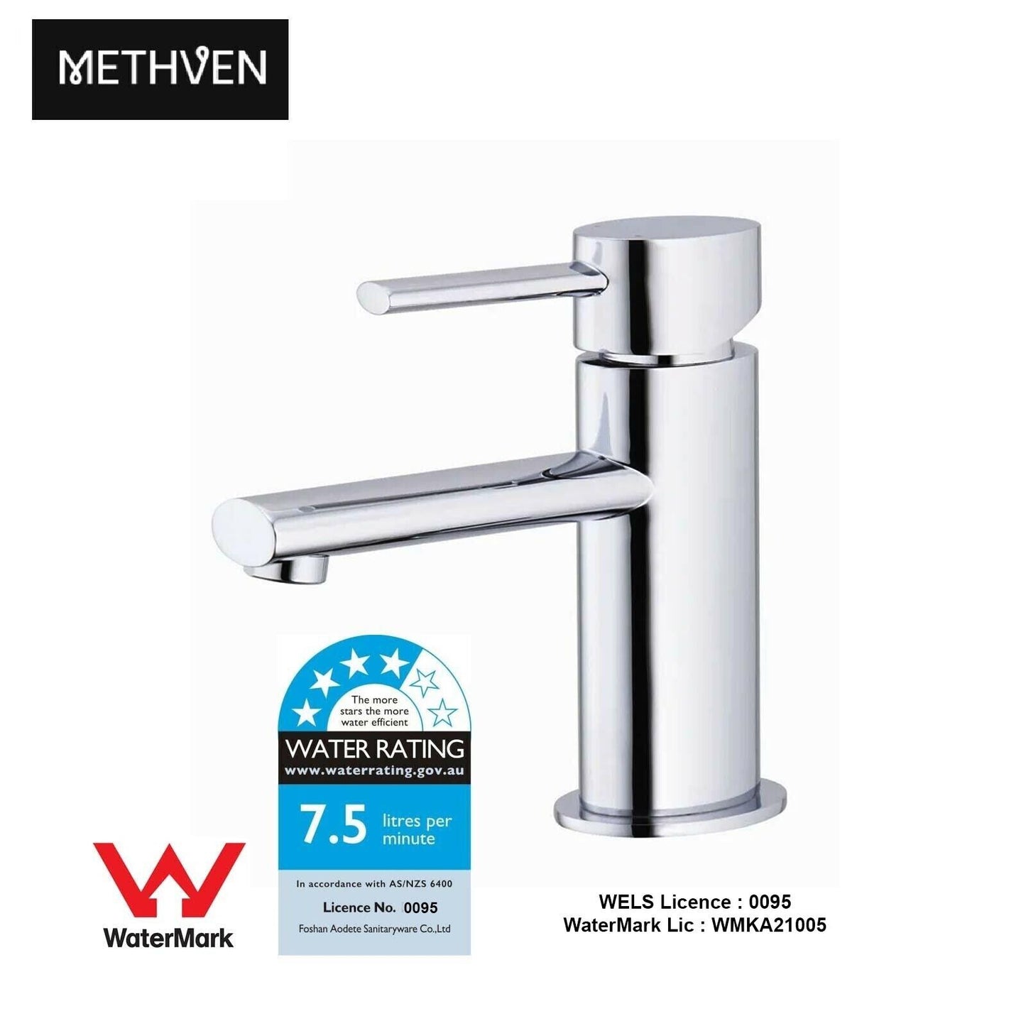 Methven Ovalo Hand Basin Mixer Chrome with Evenflo 01-0011