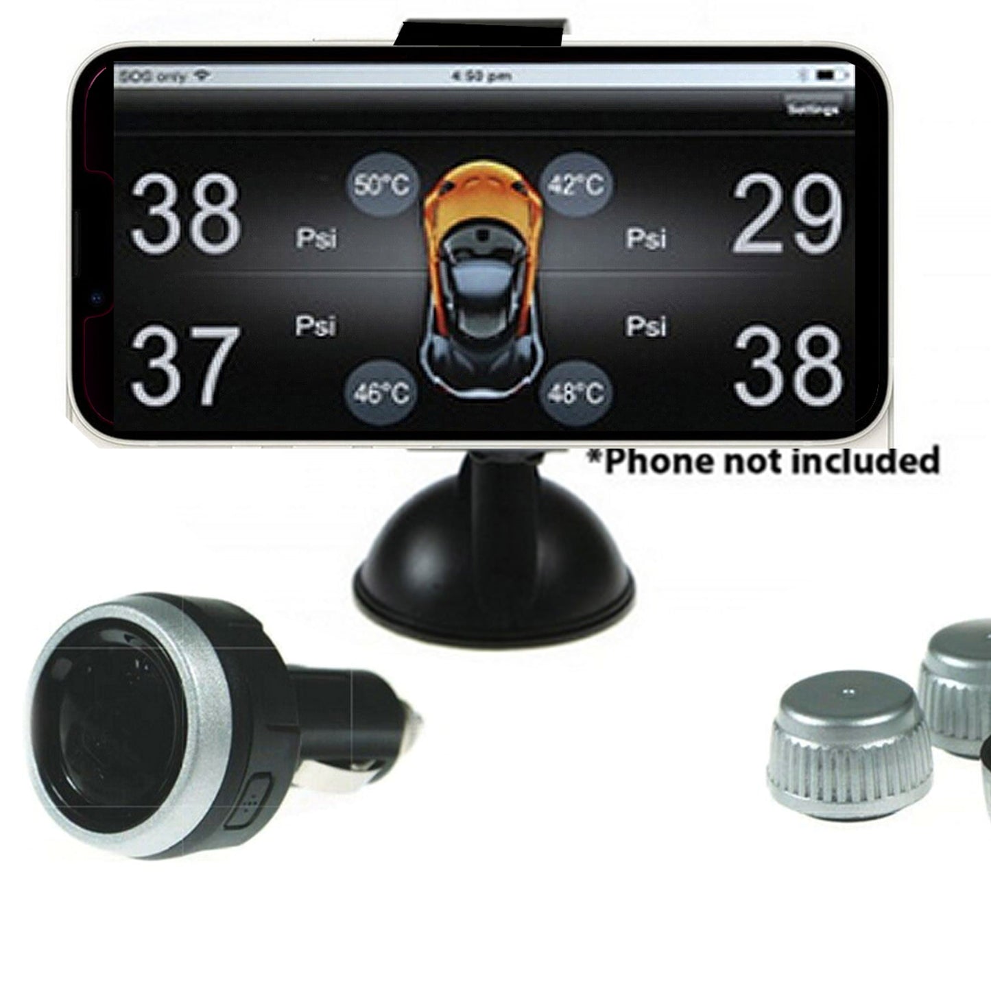 Gator Australia DIY BT Wireless Car Tyre Pressure Monitor App Control TPM iOS Monitoring System