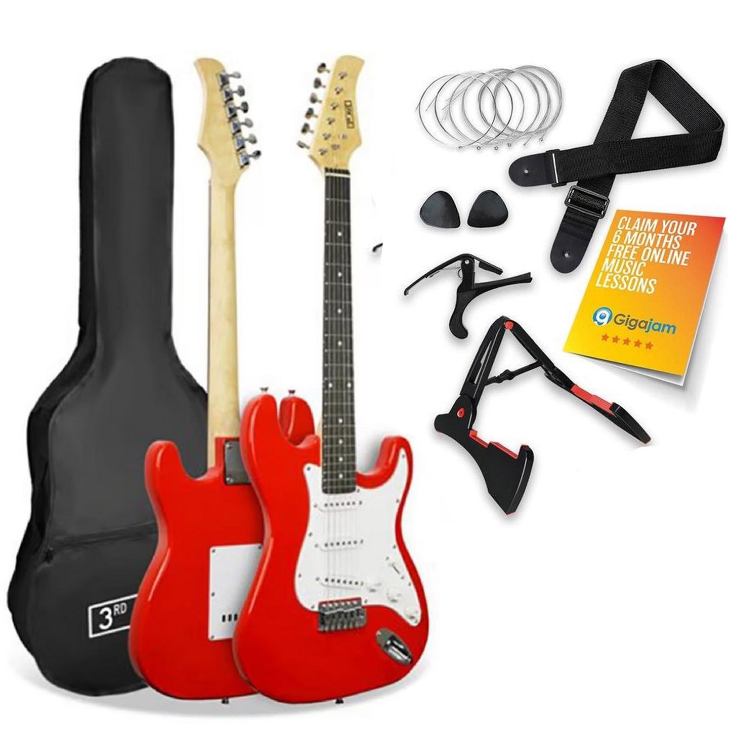 3rd Ave by Nomans 3/4 Size Red Electric Guitar with Accessories Teens Kids Learner 8 to 16