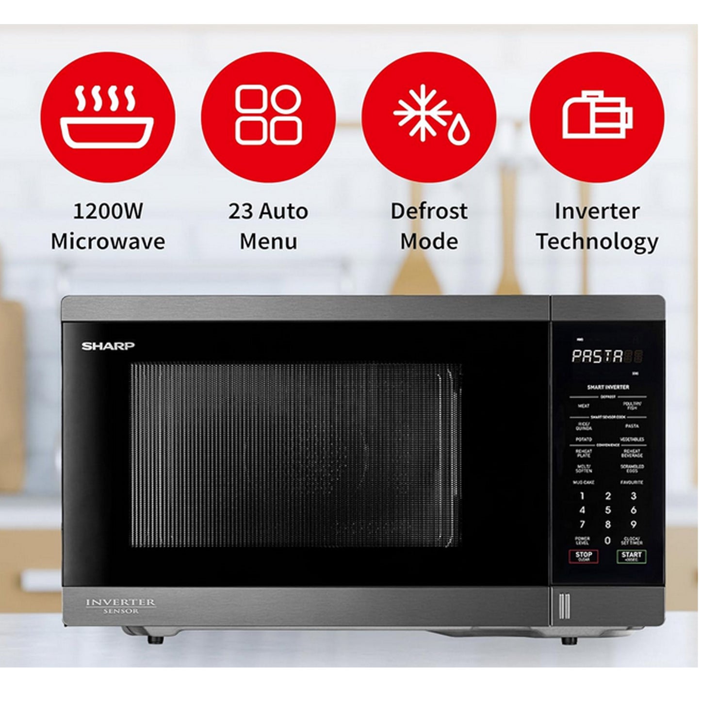Sharp 34L Smart Inverter Microwave Oven with Inverter & Sensor Stainless Steel R395EBS