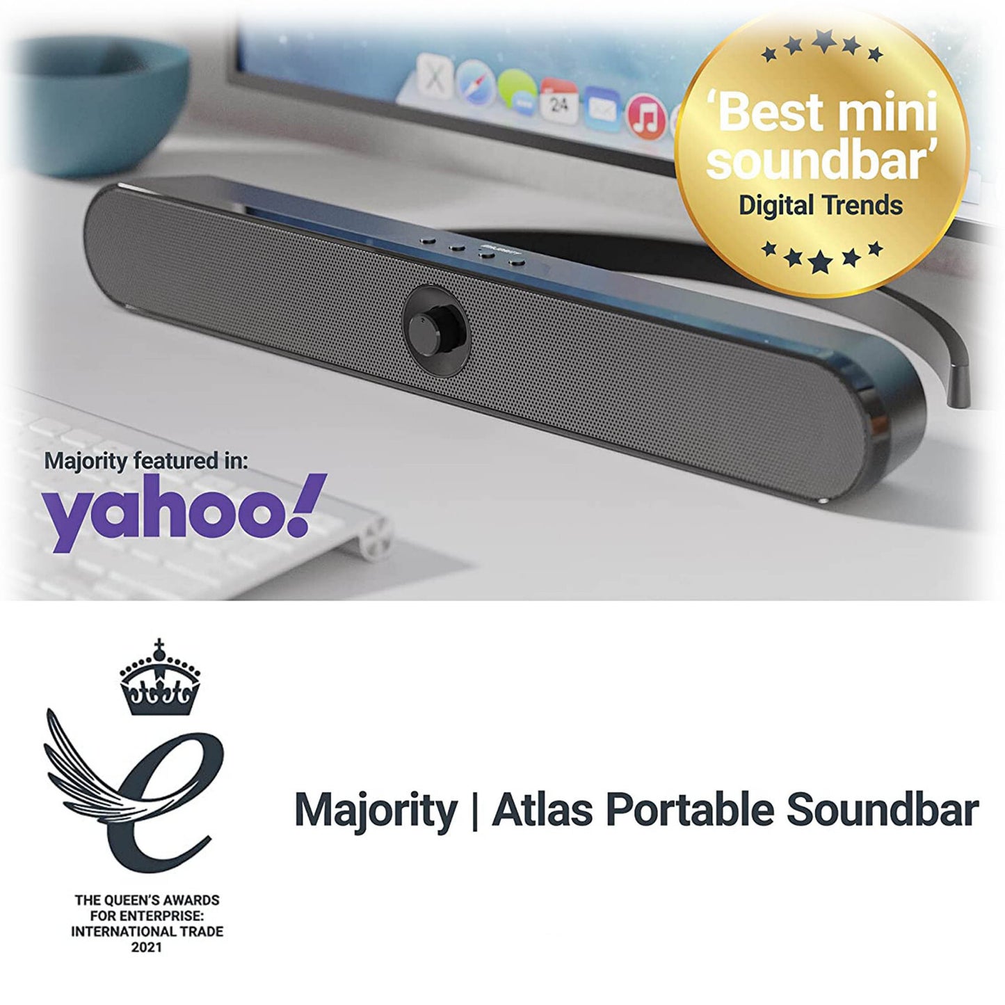 Majority Atlas Portable TV PC Soundbar Award Winnning USB 5V Bluetooth Caravan