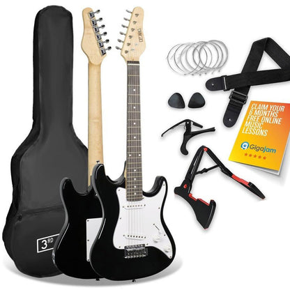 3rd Ave by Nomans 3/4 Size Black Electric Guitar with Accessories Teens Kids Beginner 8 to 16