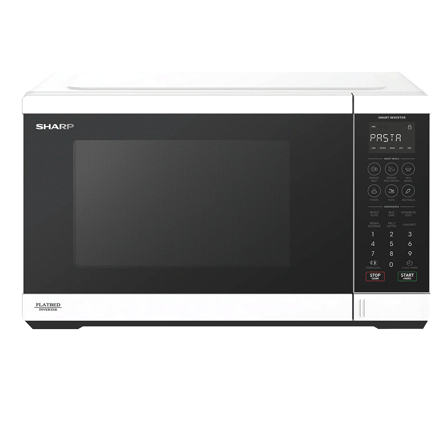 Sharp 32L 1200w Flatbed Inverter Microwave Oven White SM327FHW