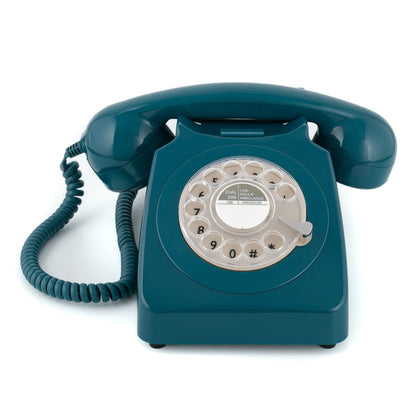 GPO Retro 746 Rotary Landline Corded Desk Phone Telephone - Azure Blue