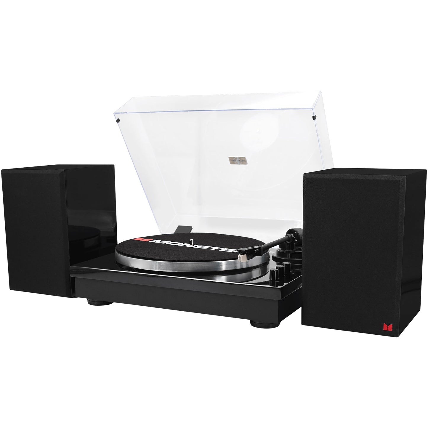 Monster Turntable HiFi System with Speakers Carbon Arm Anti Skate Counter Weight Bluetooth