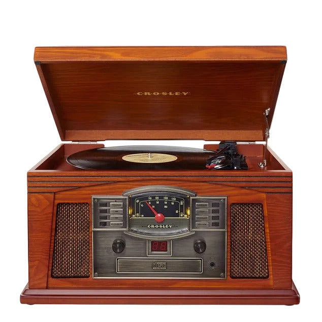 Crosley Lancaster Turntable 5 in 1 Wooden Music Centre CD Cassette Radio Bluetooth