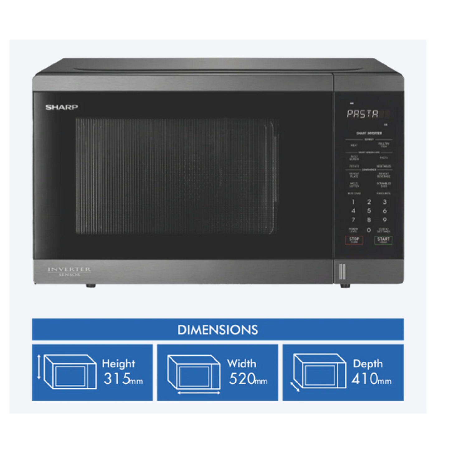 Sharp 34L Smart Inverter Microwave Oven with Inverter & Sensor Stainless Steel R395EBS