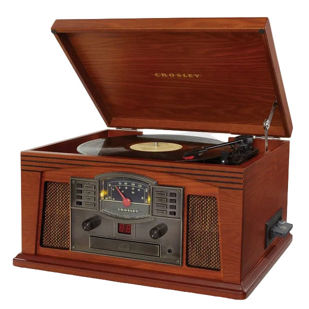 Crosley Lancaster Turntable 5 in 1 Wooden Music Centre CD Cassette Radio Bluetooth