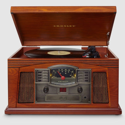 Crosley Lancaster Turntable 5 in 1 Wooden Music Centre CD Cassette Radio Bluetooth