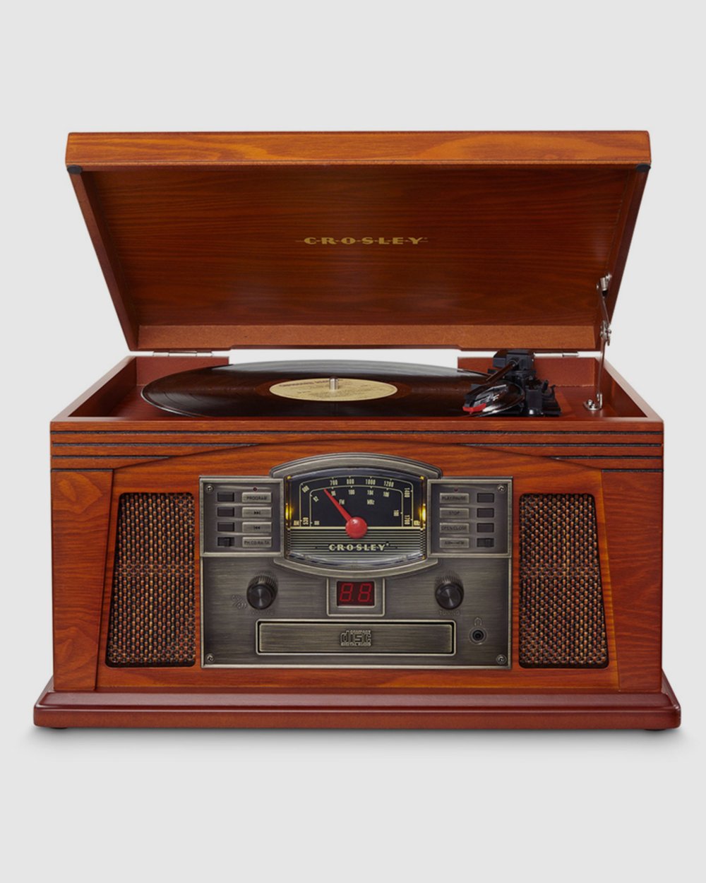 Crosley Lancaster Turntable 5 in 1 Wooden Music Centre CD Cassette Radio Bluetooth