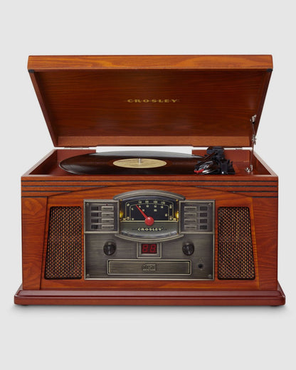 Crosley Lancaster Turntable 5 in 1 Wooden Music Centre CD Cassette Radio Bluetooth