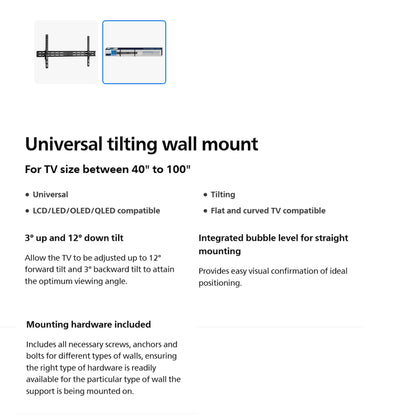 Philips 40 - 100 inch Universal Tilt TV Wall Mount 45kg VESA 600 x 400 800 x 400 Flat Curved Screen