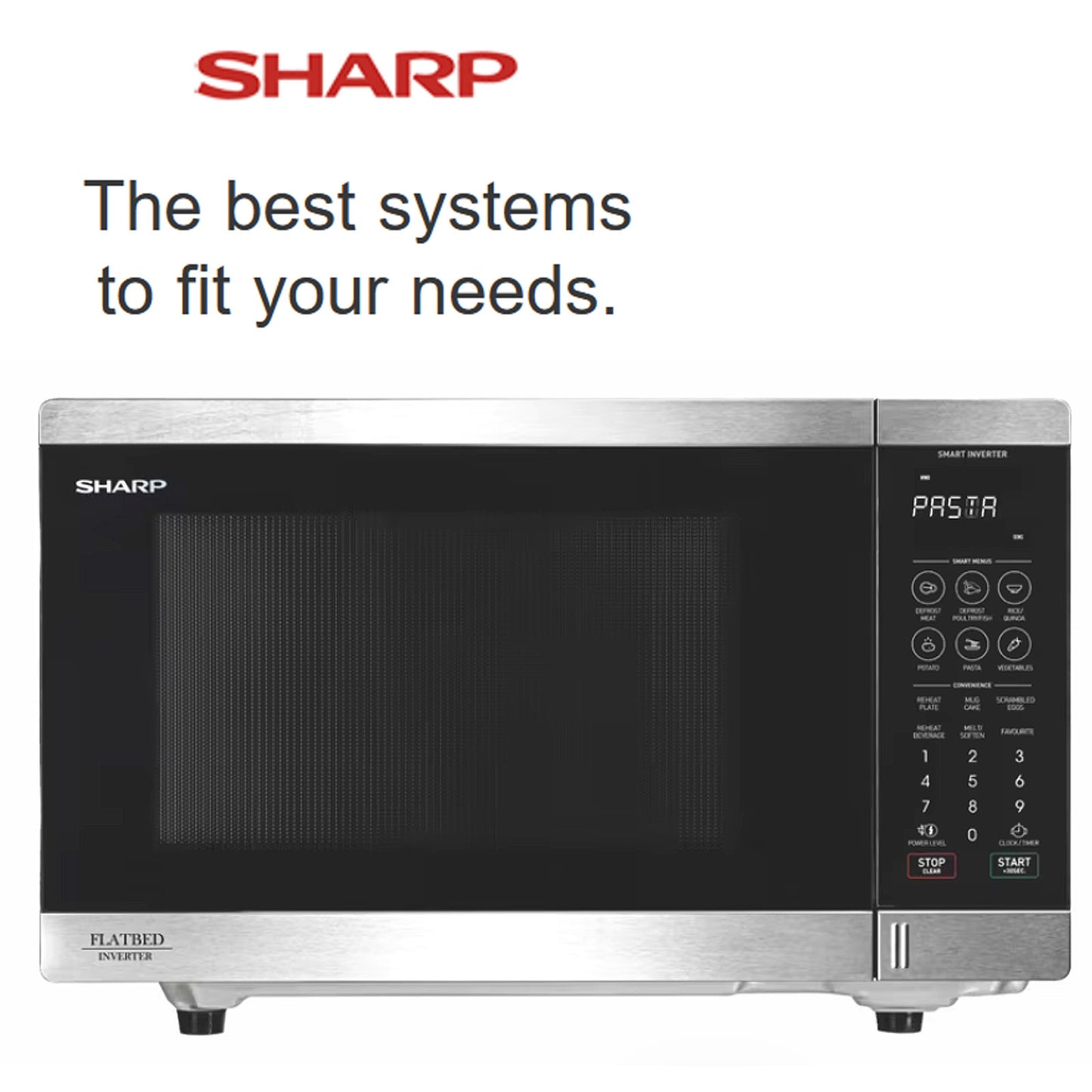 Sharp 32L 1200w Flatbed Microwave Oven Stainless Steel SM327FHS