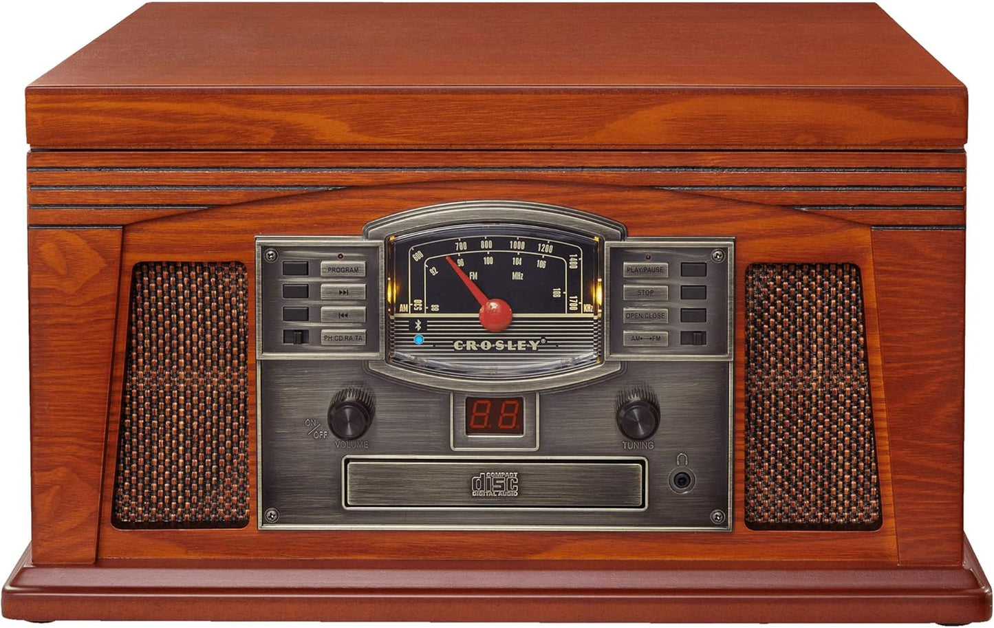 Crosley Lancaster Turntable 5 in 1 Wooden Music Centre CD Cassette Radio Bluetooth
