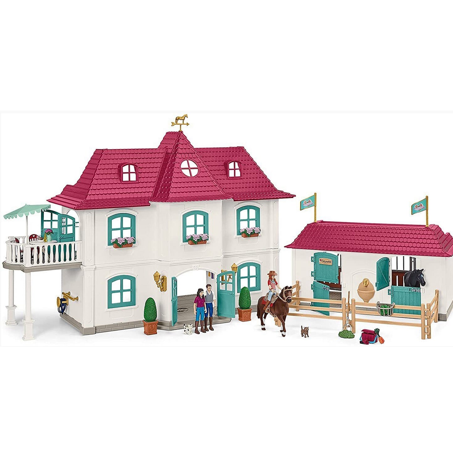 Schleich Horse Club Large Lakeside Country House and Stable inc Figures and Furniture 42551