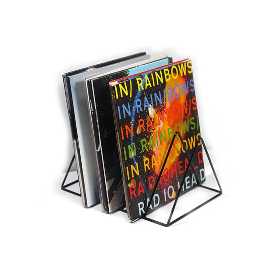 Original Gadhouse Retro Vinyl Record Storage Stand Rack Holds 50 Black Iron Wire