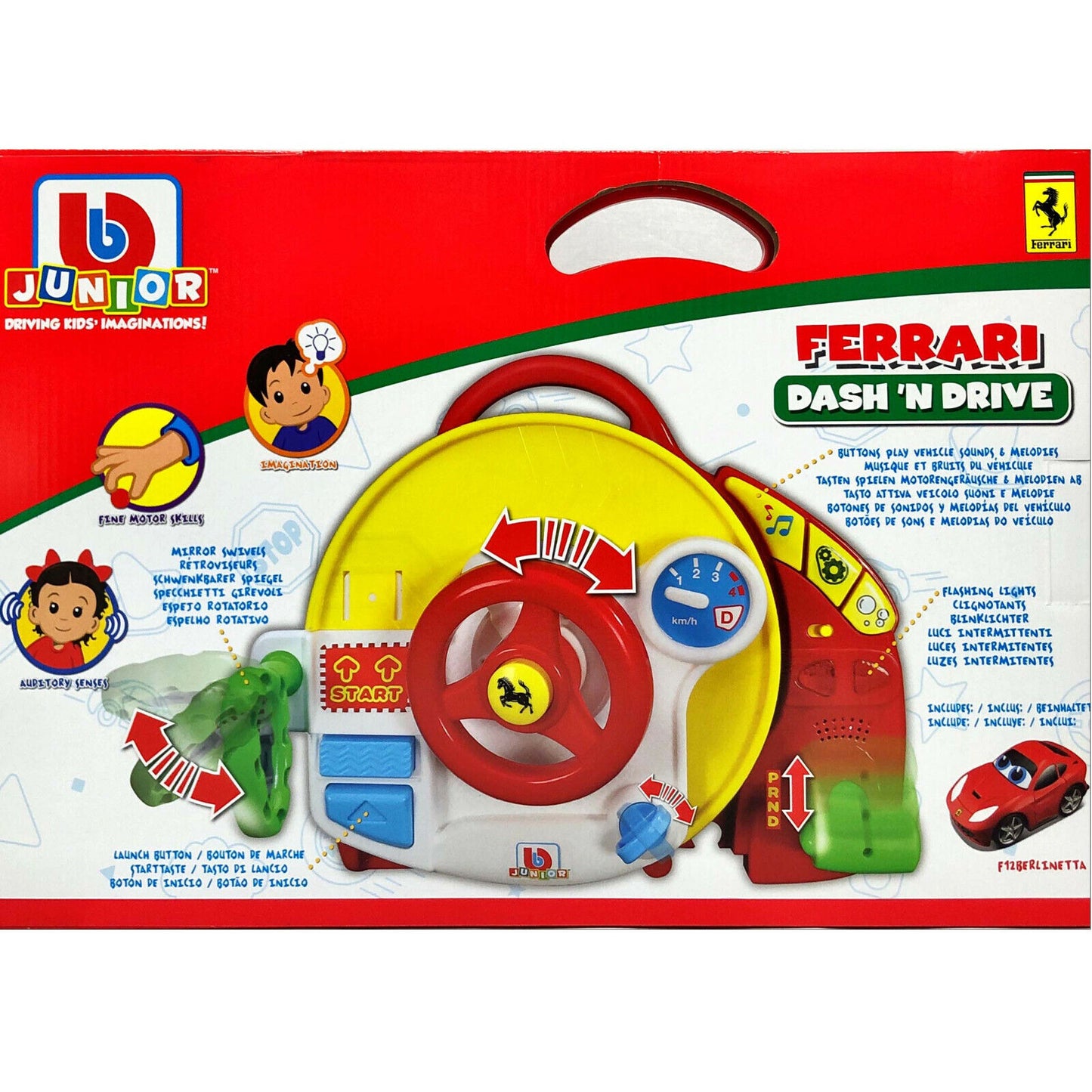 Burago Jr 12M+ Ferrari Driving Dashboard Pretend Play 2 in 1 with Car Ferrari Official Toy