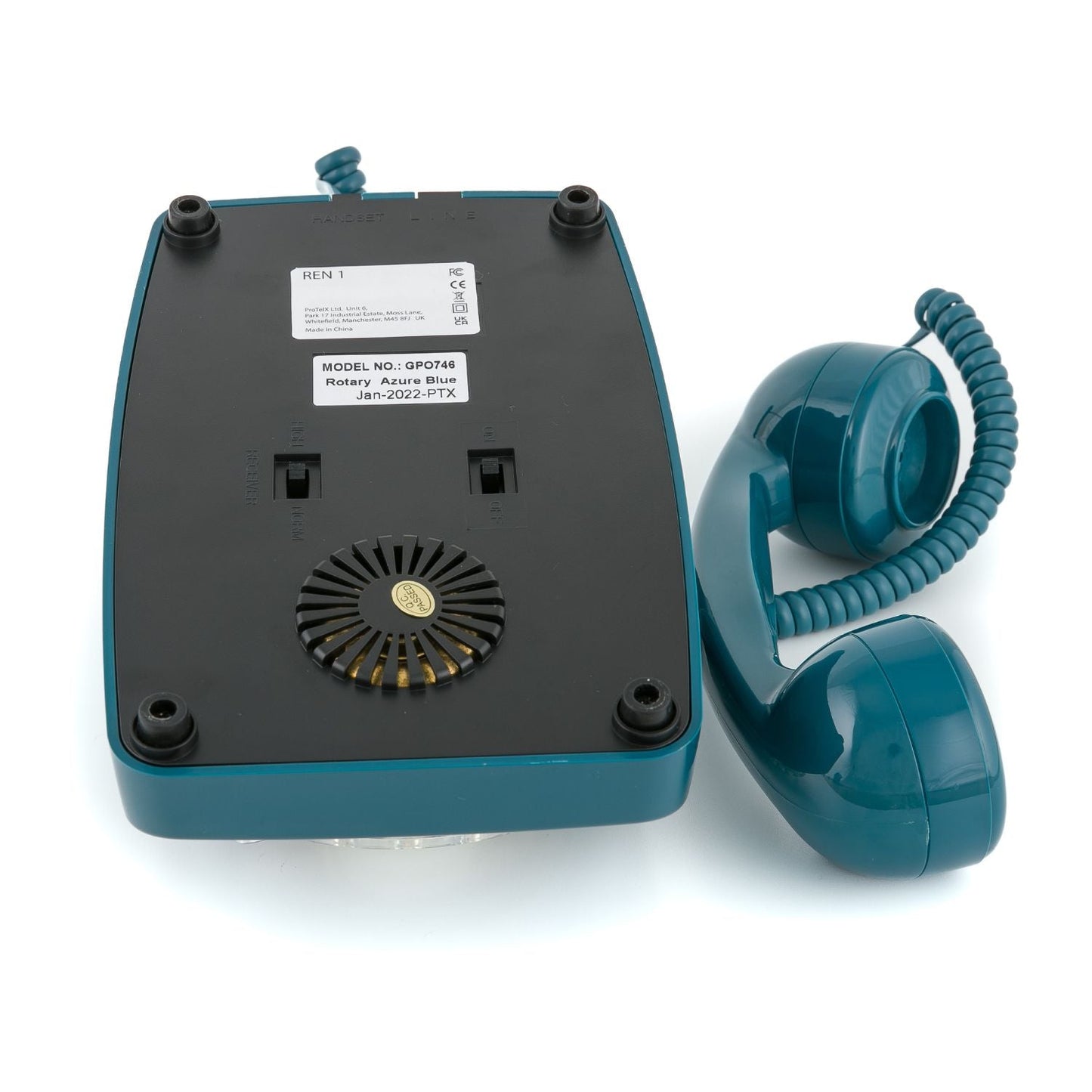 GPO Retro 746 Rotary Landline Corded Desk Phone Telephone - Azure Blue