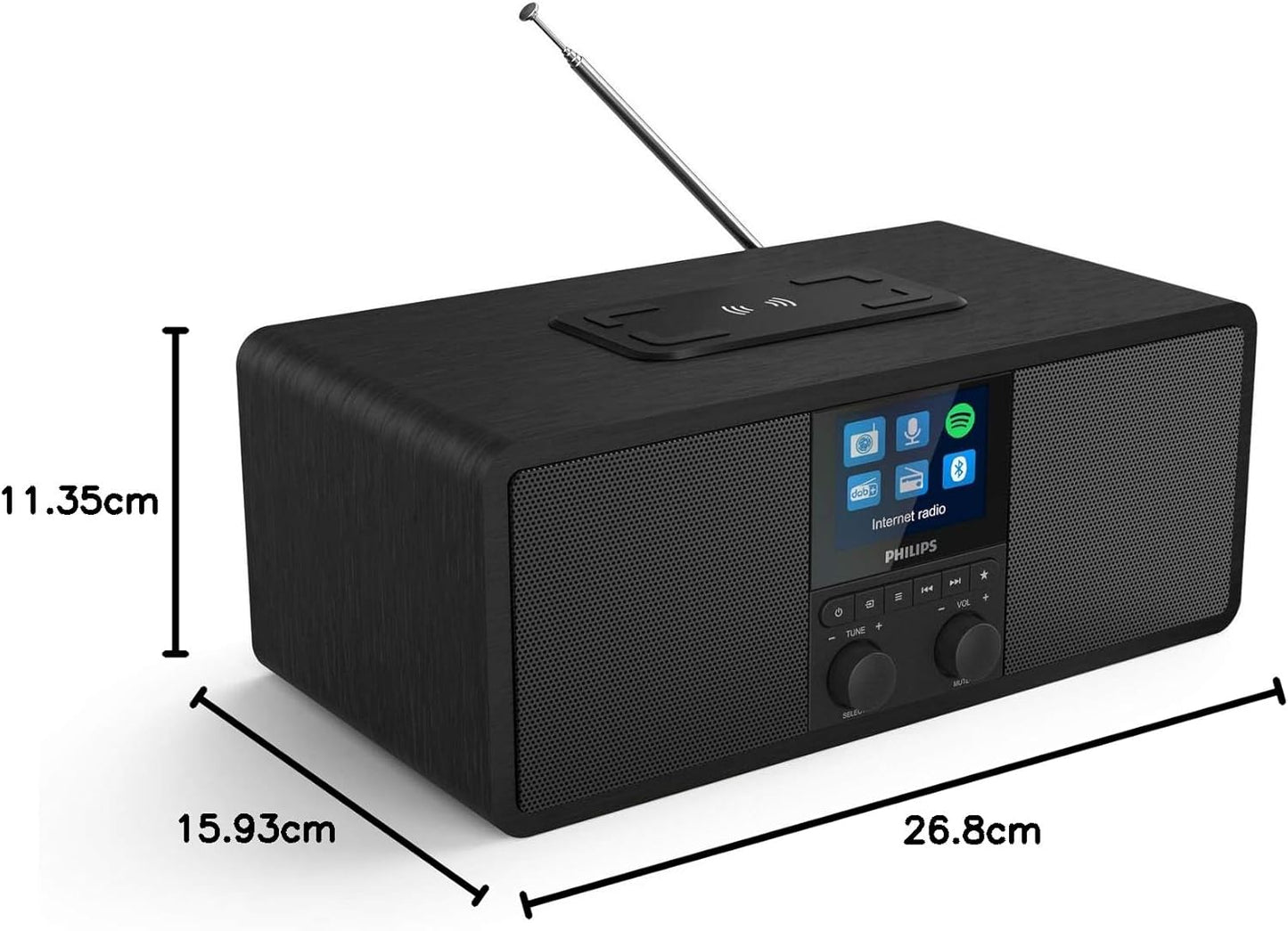 Philips TAR8805 Digital Internet Spotify Radio with Alarm Wireless Phone Charger Bluetooth
