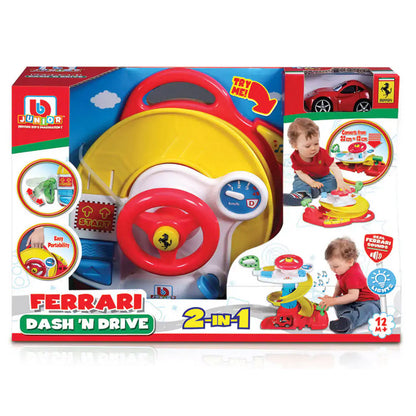 Burago Jr 12M+ Ferrari Driving Dashboard Pretend Play 2 in 1 with Car Ferrari Official Toy