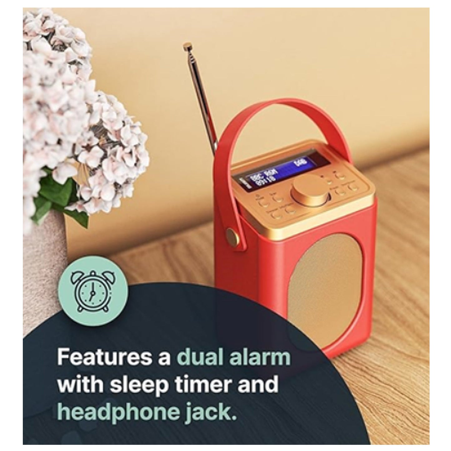Majority Shelford FM DAB+ Radio Dual Alarm Bluetooth Award Winning - Red