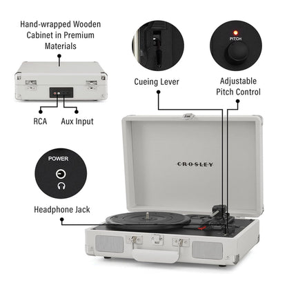 Crosley Cruiser Plus Bluetooth Turntable 3 Speed White Sand