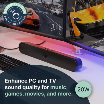 Majority Atlas Portable TV PC Soundbar Award Winnning USB 5V Bluetooth Caravan