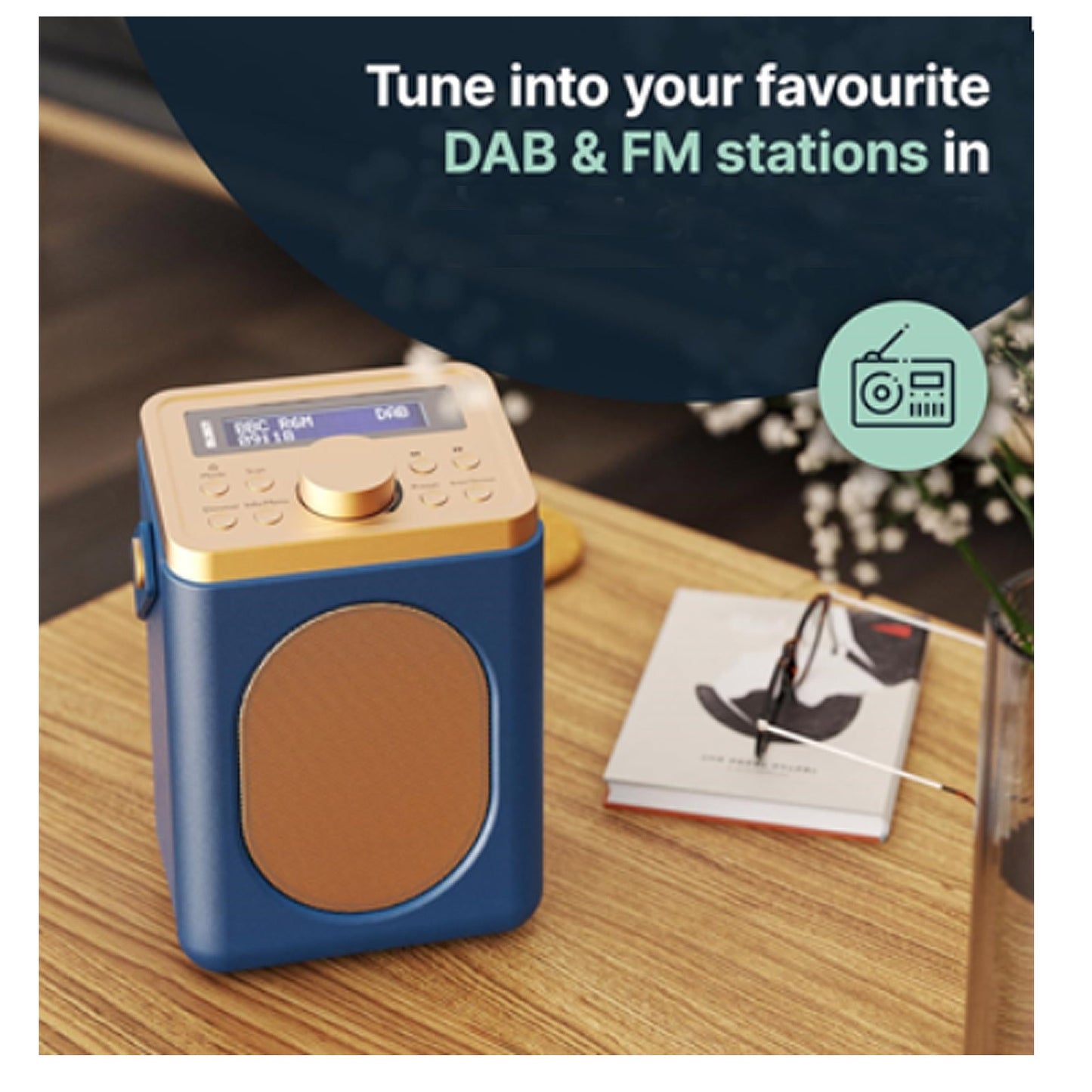 Majority Shelford FM DAB+ Radio Dual Alarm Bluetooth Award Winning - MN BLUE
