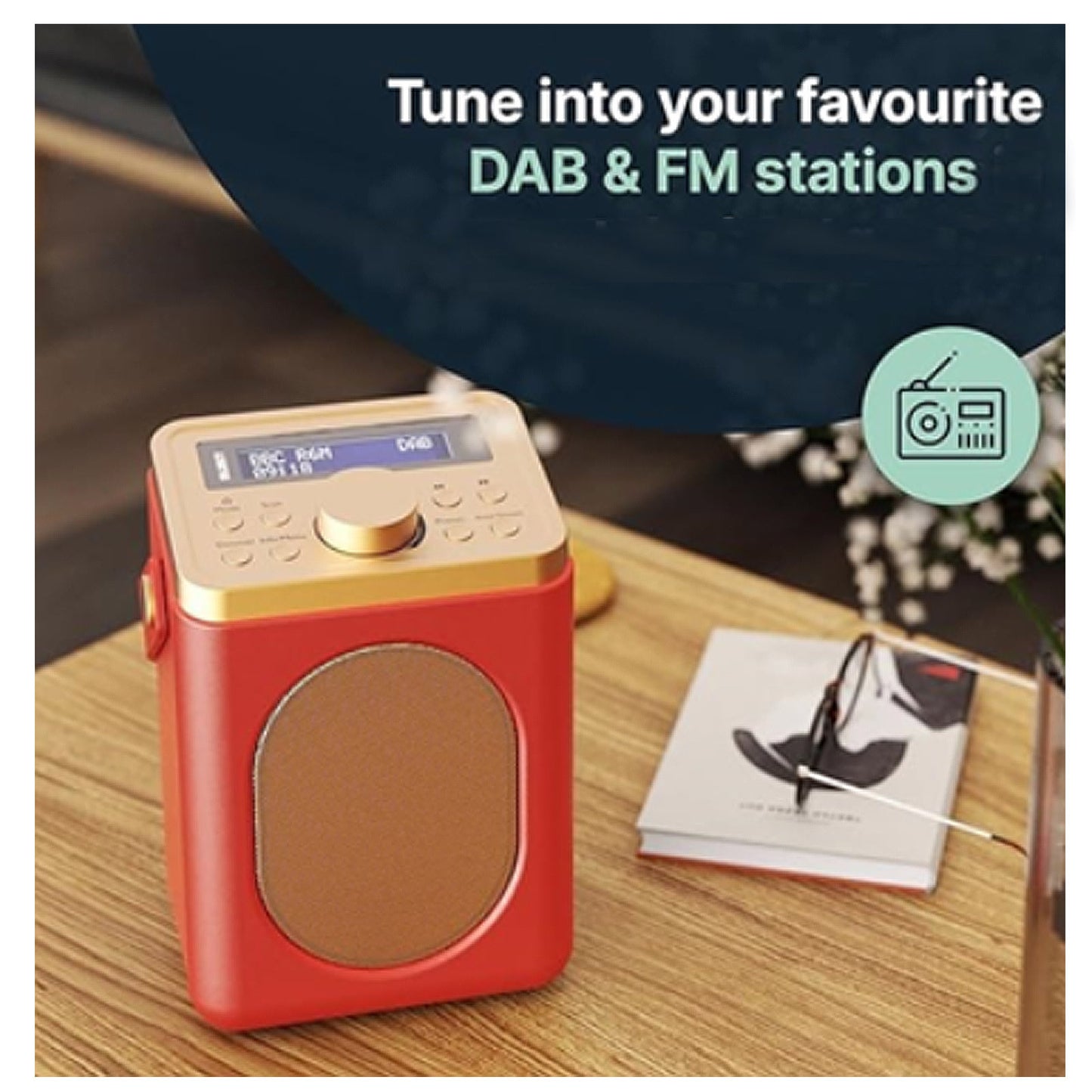Majority Shelford FM DAB+ Radio Dual Alarm Bluetooth Award Winning - Red