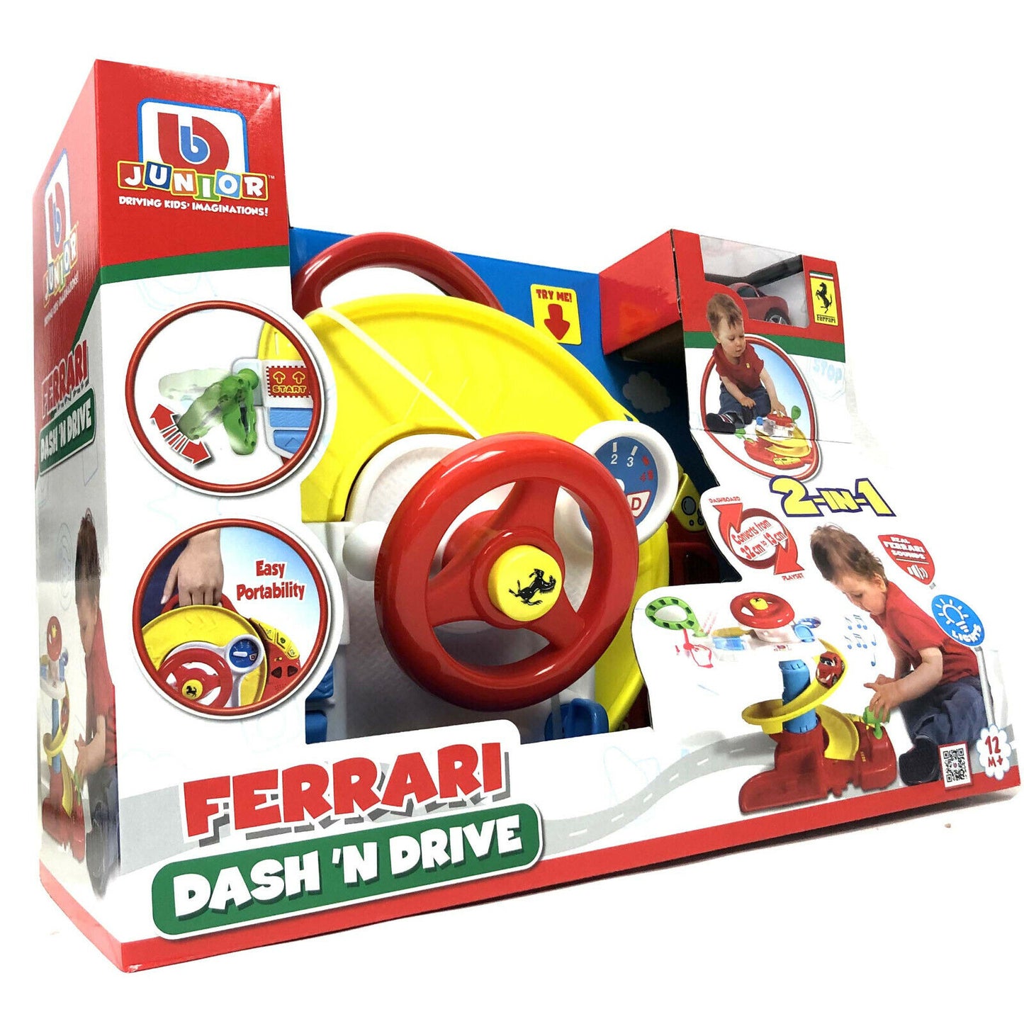 Burago Jr 12M+ Ferrari Driving Dashboard Pretend Play 2 in 1 with Car Ferrari Official Toy