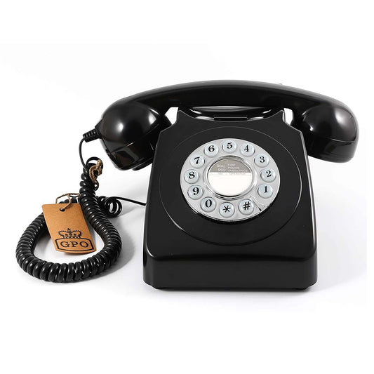 GPO 746 Retro Push Button Landline Desk Phone Black Bell Ring 60s 70s
