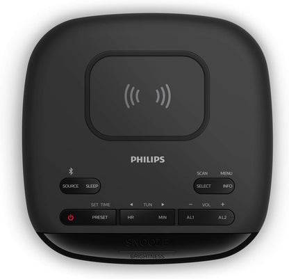 Philips TAR7705 FM DAB+ Alarm Clock Radio Bluetooth Speaker Wireless Qi Phone Charger