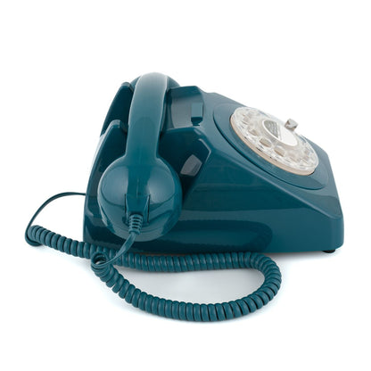 GPO Retro 746 Rotary Landline Corded Desk Phone Telephone - Azure Blue