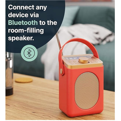 Majority Shelford FM DAB+ Radio Dual Alarm Bluetooth Award Winning - Red