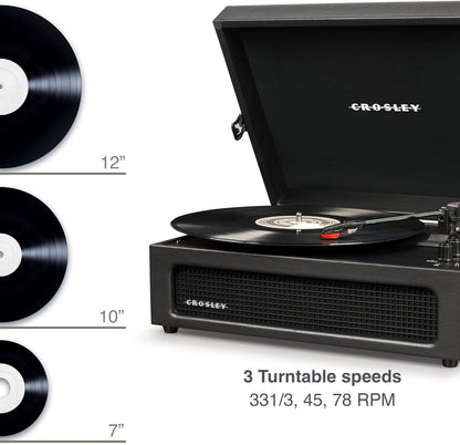 Crosley Voyager Turntable Record Player Black Retro Style 3 Speed