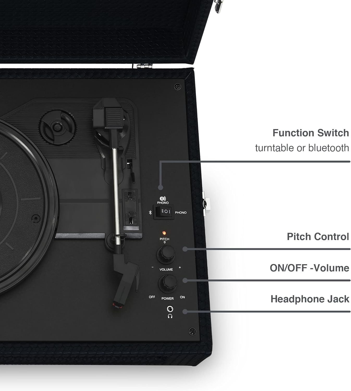 Crosley Voyager Turntable Record Player Black Retro Style 3 Speed