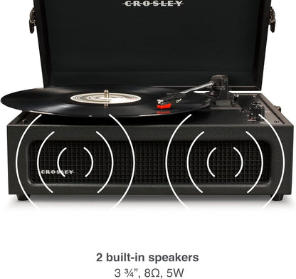 Crosley Voyager Turntable Record Player Black Retro Style 3 Speed