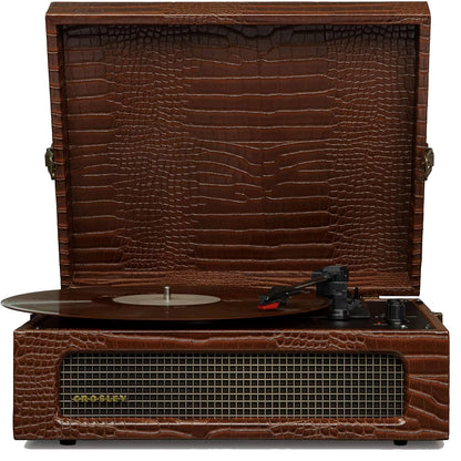 Crosley Voyager Turntable Record Player Brown Croc Retro Style 3 Speed