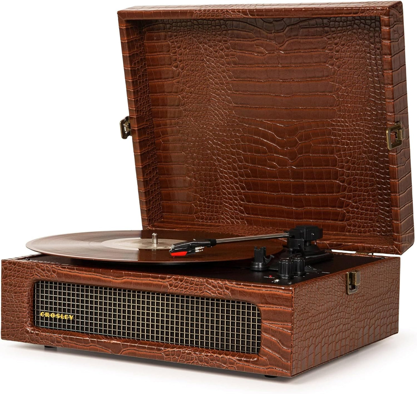 Crosley Voyager Turntable Record Player Brown Croc Retro Style 3 Speed