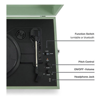 Crosley Voyager Turntable Record Player Sage Retro Style 3 Speed
