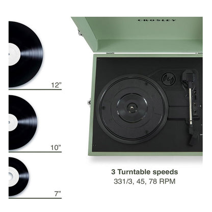 Crosley Voyager Turntable Record Player Sage Retro Style 3 Speed