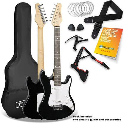 3rd Ave by Nomans 3/4 Size Black Electric Guitar with Accessories Teens Kids Beginner 8 to 16