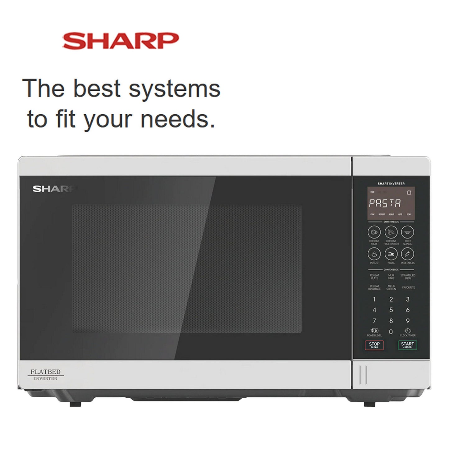 Sharp 32L 1200w Flatbed Inverter Microwave Oven White SM327FHW