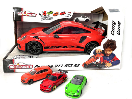 Majorette Porsche 911 GT3 RS Carry Case with 4 Cars Play Set
