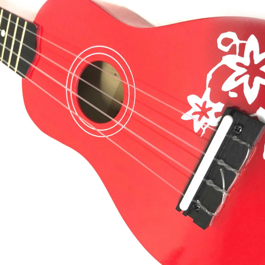 Holysmoke Red Aloha Beginner Kids Ukulele 21” 12 frets 4 Strings