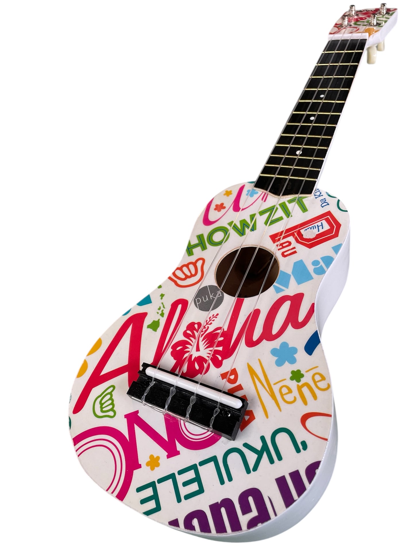 Holysmoke White Travelman Ukulele 21” 12 frets 4 Strings Beginner Kids Student