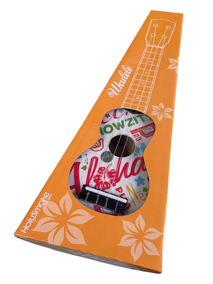 Holysmoke White Travelman Ukulele 21” 12 frets 4 Strings Beginner Kids Student